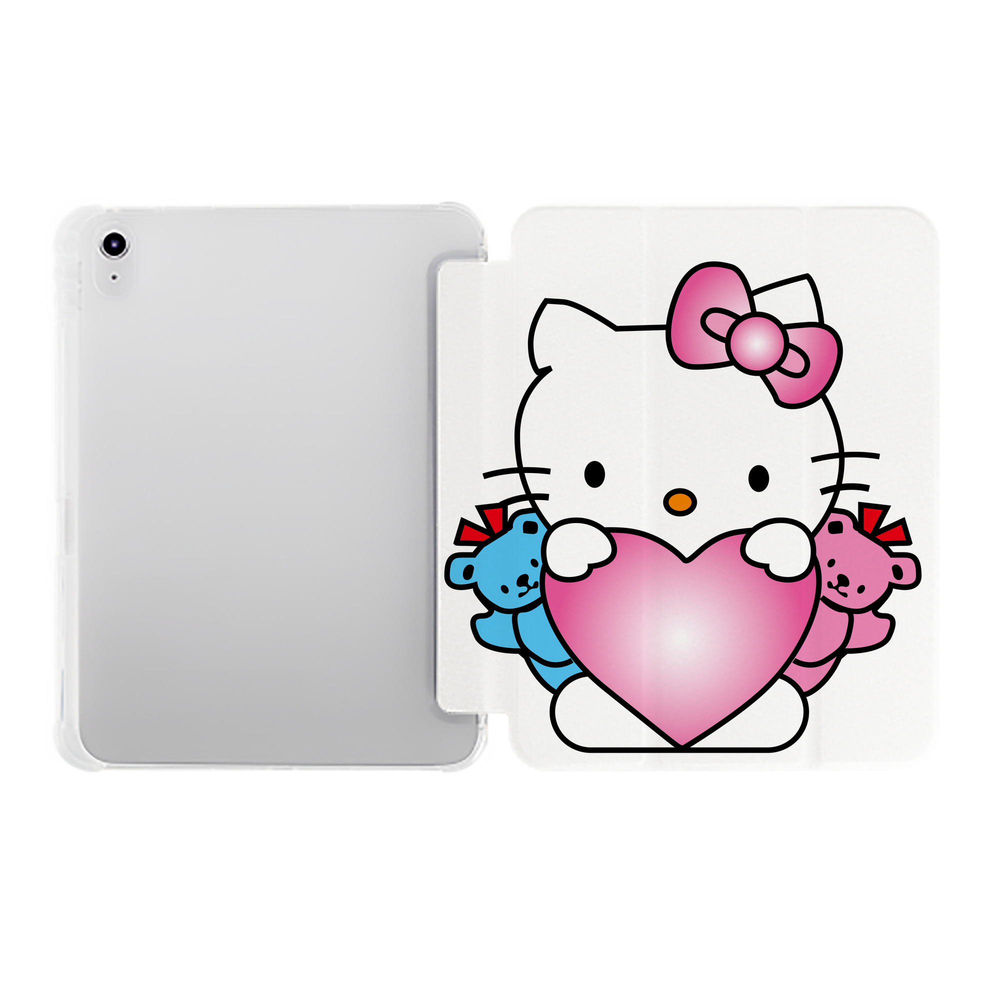 （画像用） Hello Kitty ハローキティ IPad ケース ペン収納付き 三つ折りスタンド PUレザー×シリコン 対応機種9.5/10.5/10.9インチ
